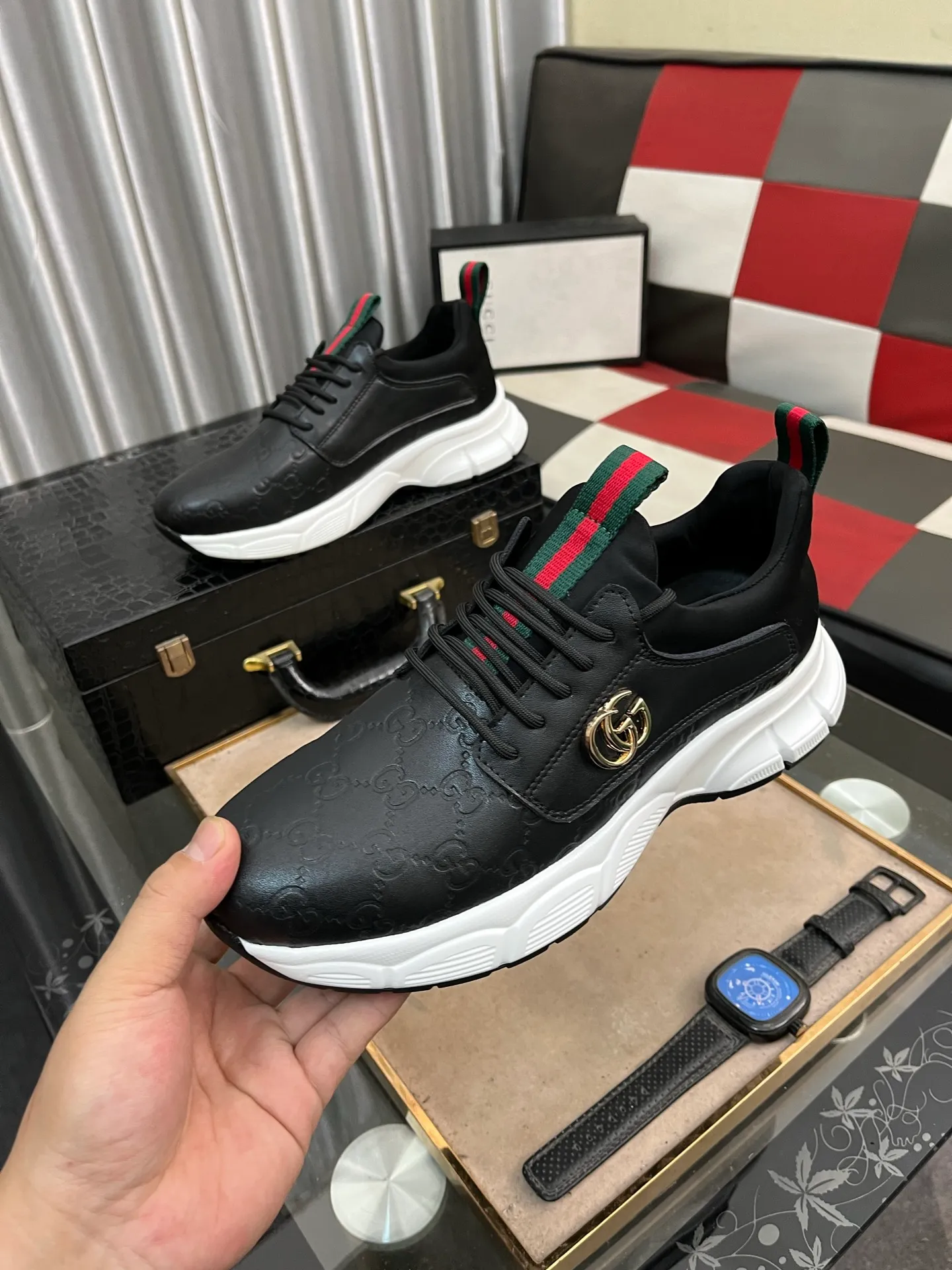 Men's shoes 💰440⌚️⌚️ (GUCCI-Gucci) luxury brand sports and casual shoes, imported original material, sheepskin lining, high-end and comfortable, original outsole is light and wear-resistant! Purely handmade, details determine quality! 38-443️⃣colors available